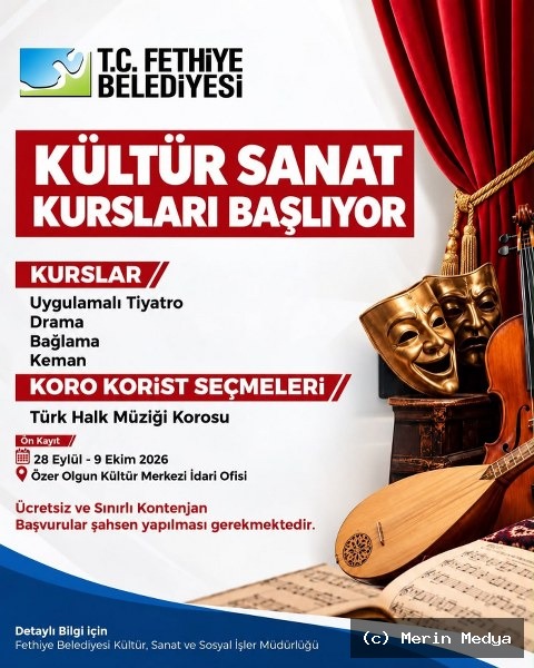 Fethiye Belediyesi'nden Ücretsiz Kültür Sanat Kursları